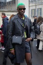 Dan Clement before Prada fashion show, Milan Fashion Week street style