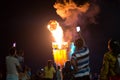 Danang, Vietnam: Danang bridge dragon spews fire in the dark of night