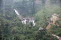 Danang,Vietnam - December 10,2019: Beautiful scenery view from the cable car in Banahill resort,This is the most longest cable car