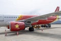 Vietjet aeroplane parks at Danang International Airport, Vietnam Royalty Free Stock Photo