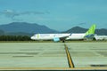 Danang, Vietnam - JUNE 26, 2019. An Airbus A321 NEO airplane of Bamboo Airways VN-A591 landing at Danang international airport