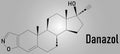 Danazol endometriosis drug molecule. Skeletal formula. Chemical Structure