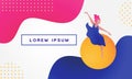 Women dancing on abstract background. Ballerina on banner with liquid shapes.Vector Illustration for website design or landing web Royalty Free Stock Photo