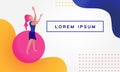 Women dancing on abstract background. Ballerina on banner with liquid shapes.Vector Illustration for website design or landing web Royalty Free Stock Photo