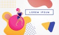 Women dancing on abstract background. Ballerina on banner with liquid shapes.Vector Illustration for website design or landing web Royalty Free Stock Photo