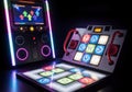 Dance arcade machine with light up steps and screen entertainment Royalty Free Stock Photo