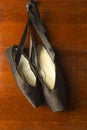 Dance Ballet Pointes Shoes on Old Vintage Background Royalty Free Stock Photo