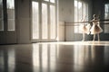 Dance or ballet studio interior.Photorealistic image created by AI