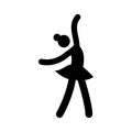 Dance ballet woman figure icon. Black ballerina pictogram silhouette. Ballet dancer pose. Isolated