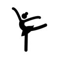 Dance ballet woman figure icon. Black ballerina pictogram silhouette. Ballet dancer pose. Isolated