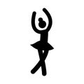 Dance ballet woman figure icon. Black ballerina pictogram silhouette. Ballet dancer pose. Isolated