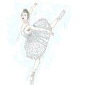 Dance and the dancer whirls with music realistic cartoon