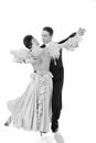 Ballroom dance couple in a dance pose isolated on white background. ballroom sensual proffessional dancers dancing walz Royalty Free Stock Photo