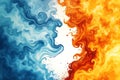 Contrasting Elements A Dance of Fire and Ice Abstract Depiction of Opposing Forces in a Harmonious Balance of Color Royalty Free Stock Photo