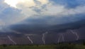 A Dance of Five Lightning Bolts in the Mountains Royalty Free Stock Photo