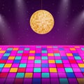 Dance floor. Night disco parties. Retro vintage neon grid dance floor horizon. Vector stock illustration