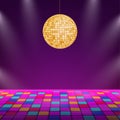 Dance floor. Night disco parties. Retro vintage neon grid dance floor horizon. Vector stock illustration Royalty Free Stock Photo