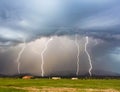 A Dance of Four Lightning Bolts in the Mountains Royalty Free Stock Photo