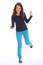 Dance fun to music teenage girl and cell phone Royalty Free Stock Photo