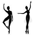 Dance girl silhouette isolated on white background.