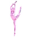 Dance gymnast robot woman. Metal pink droid