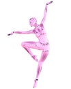 Dance gymnast robot woman. Metal pink droid