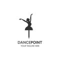 Dance icon concept. Ballet Body studio design template. People character logo. Fitness class banner background with sign symbol of