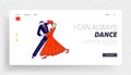Dance Leisure, Sparetime, Performance or Hobby Landing Page Template. Couple Dancing Waltz or Tango Royalty Free Stock Photo