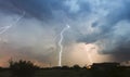 A Dance of Lightning Bolts Streak Above a Neighborhood