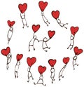 Dance of little hearts. v-day. postcard
