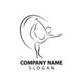 Dance logo. Dance studio logo design. Fitness class banner background with symbol of abstract stylized gymnast girl in dancing
