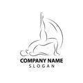 Dance logo. Dance studio logo design. Fitness class banner background with symbol of abstract stylized gymnast girl in dancing Royalty Free Stock Photo