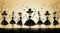 Dance Macabre: Whimsical Skeletons Grooving in Halloween Harmony.