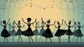 Dance Macabre: Whimsical Skeletons Grooving in Halloween Harmony.