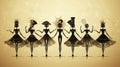 Dance Macabre: Whimsical Skeletons Grooving in Halloween Harmony.