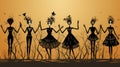 Dance Macabre: Whimsical Skeletons Grooving in Halloween Harmony.