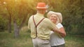 The Dance of The Old Couple In The Summer Garden2 Royalty Free Stock Photo