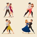 Dance Pairs Retro Cartoon Set