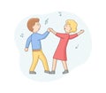 Dance Party Concept. Man And Woman Dancing Together. Satisfied Couple Dance Rhythmic Dancing. Characters Enjoying Dance