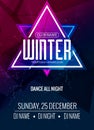 Dance party, dj battle poster design. Winter disco party. Music event flyer or banner illustration template