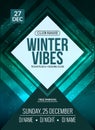 Dance party, dj battle poster design. Winter disco party. Music event flyer or banner illustration template