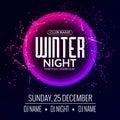 Dance party, dj battle poster design. Winter disco party. Music event flyer or banner illustration template