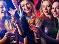 Dance party with group people dancing and disco ball. Royalty Free Stock Photo