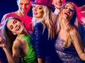 Dance party with group people dancing and disco ball. Royalty Free Stock Photo