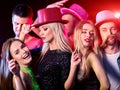 Dance party with group people dancing and disco ball. Royalty Free Stock Photo