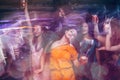 Dance party in night club in blurred motion Royalty Free Stock Photo