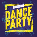 Dance Party 90s Influenced Typographic Design With Hand Drawn Line Art Cartoon Style Elements And Vivid Bright Colors.