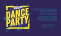 Dance Party 90s Influenced Typographic Web Banner Design With Hand Drawn Line Art Cartoon Style Elements And Vivid