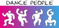 Dance People on Colorful Background, Abstact Human, Disco Dancer Style, Vector