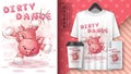 Dance pig - poster and merchandising.